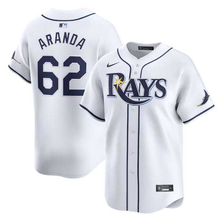 Men%27s Tampa Bay Rays #62 Jonathan Aranda White Home Limited Stitched Baseball Jersey Dzhi->tampa bay rays->MLB Jersey